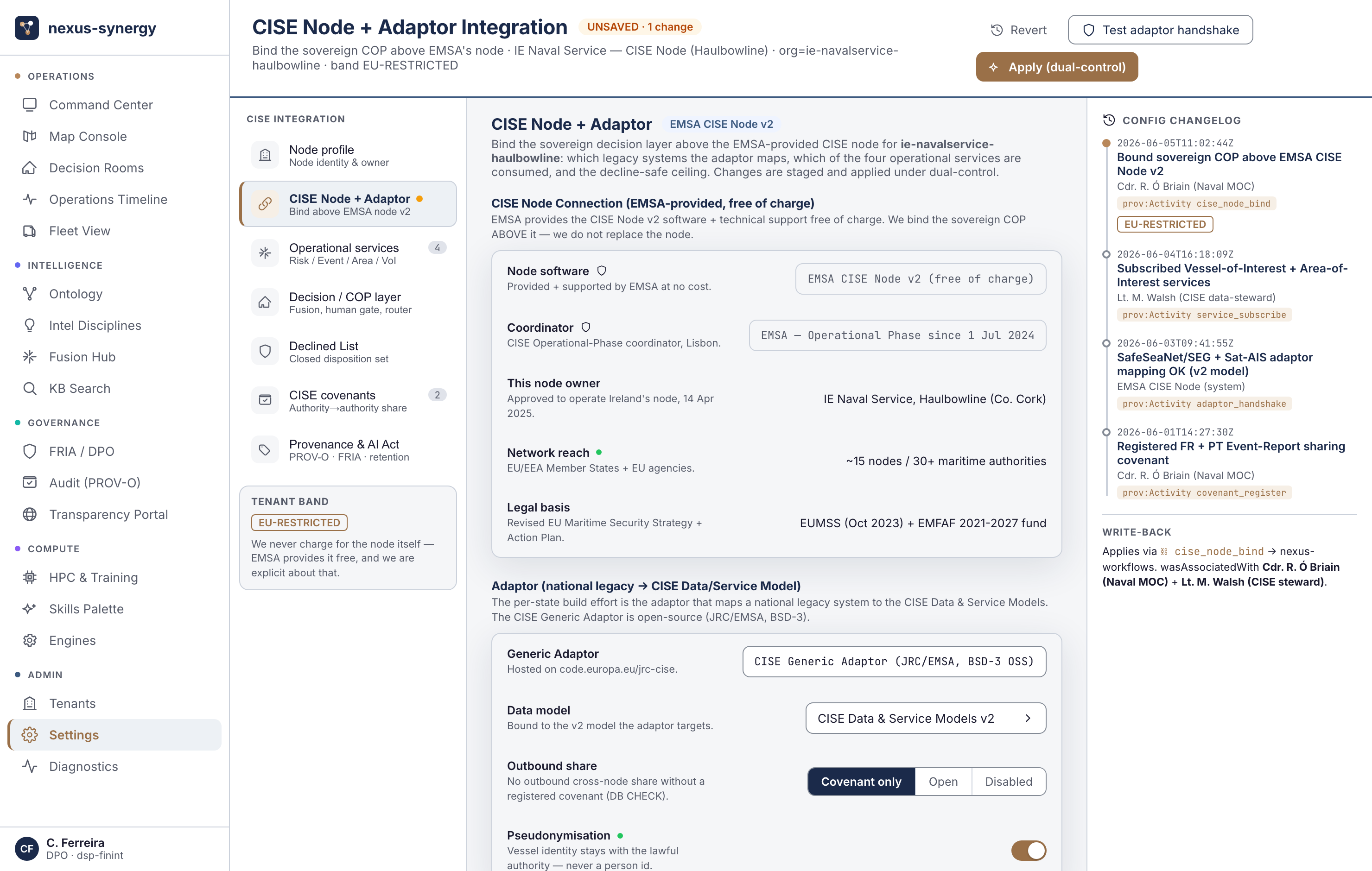 EMSA / CISE · Integration / binding form