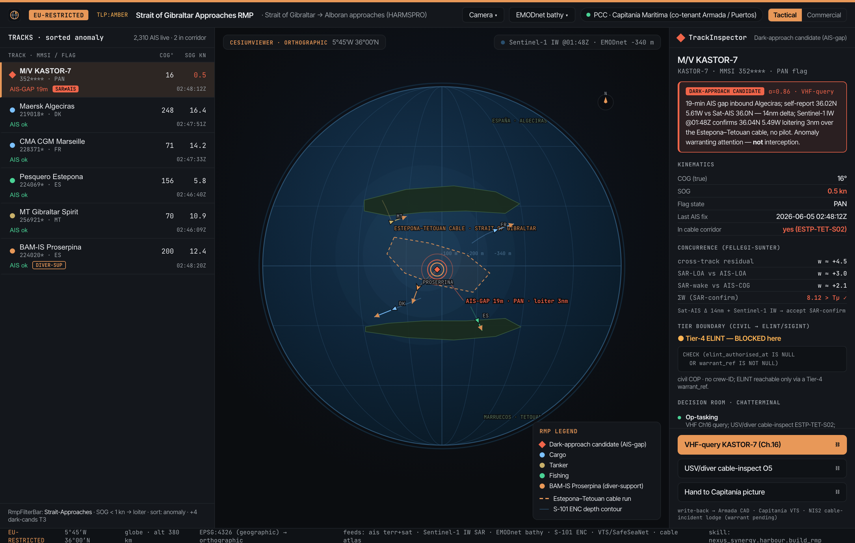 Spain HARMSPRO · Recognised maritime picture (globe_rmp)