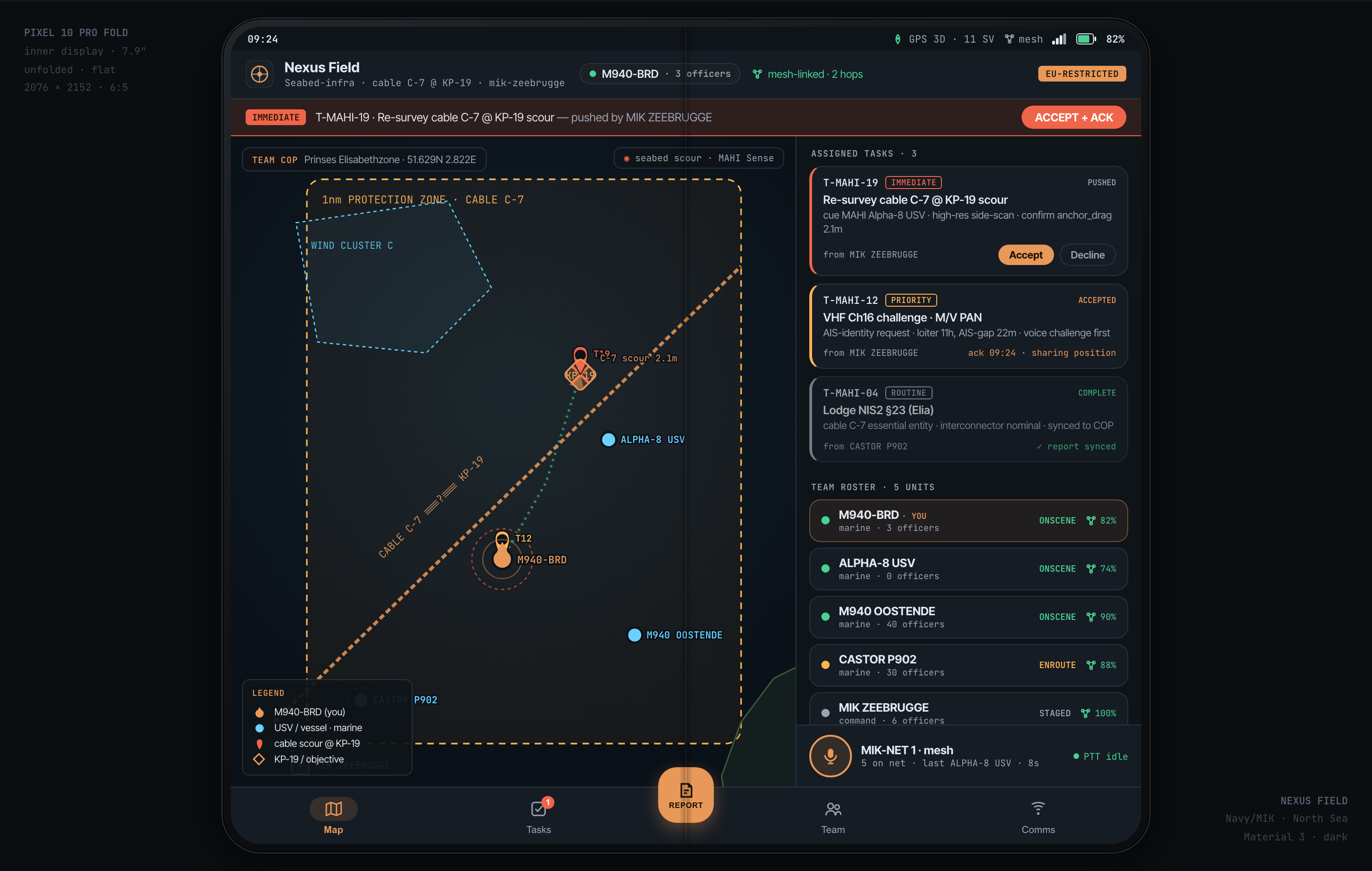 Belgian Navy + MIK · Pixel Fold unfolded · ground-team field COP