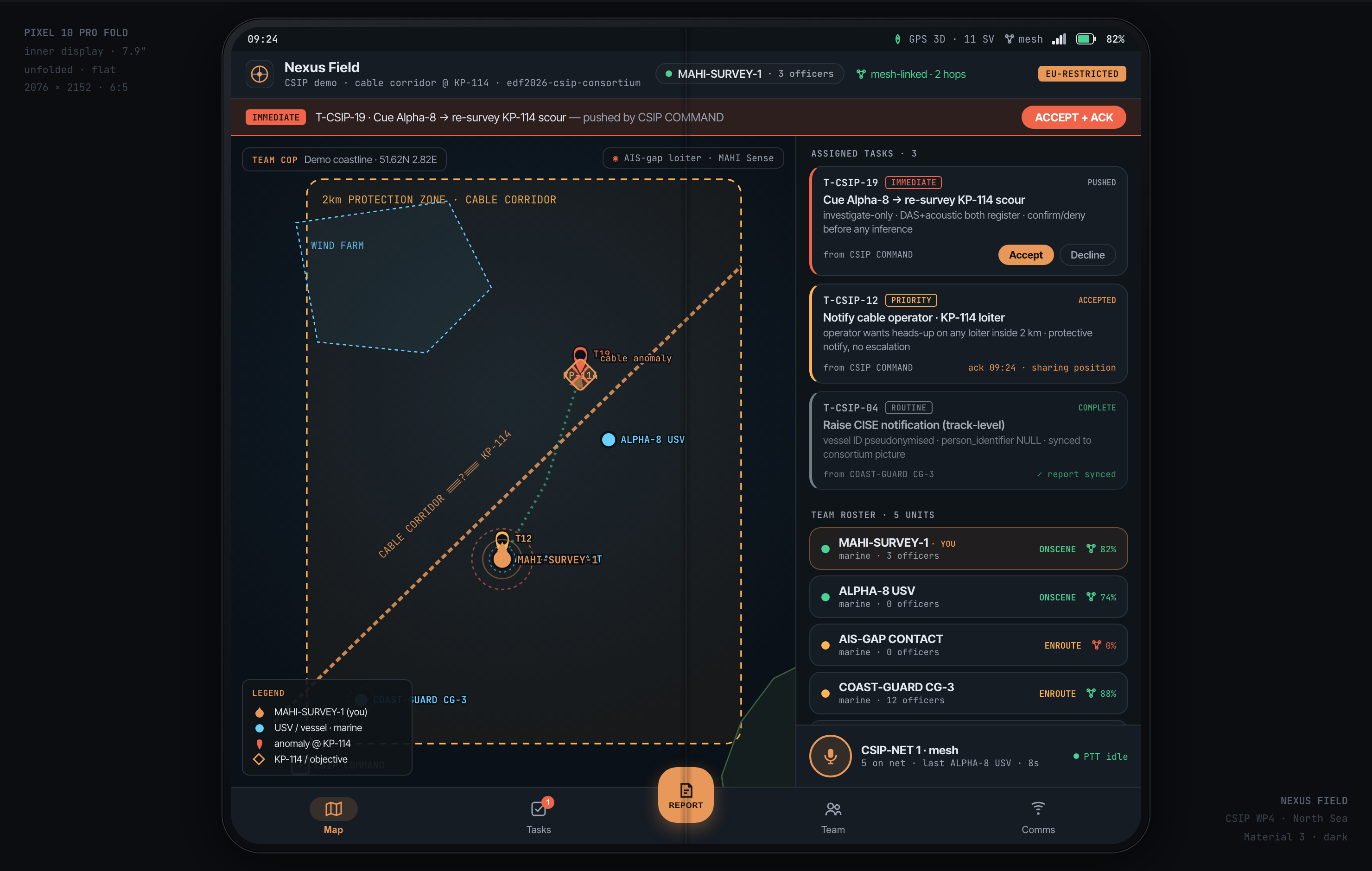 EDF-2026 / EUDIS · Pixel Fold unfolded · ground-team field COP