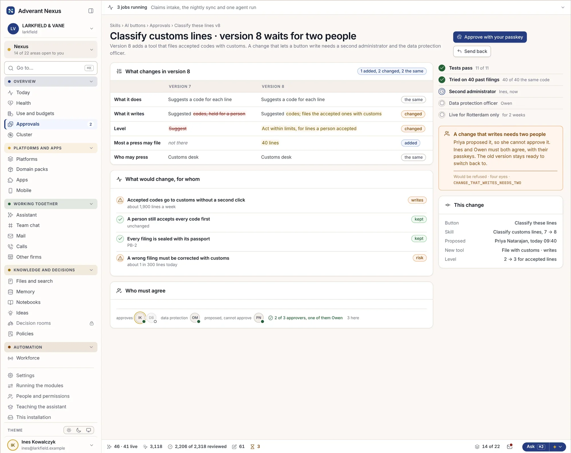 Aprobación de un cambio en una habilidad para permitirle registrar códigos