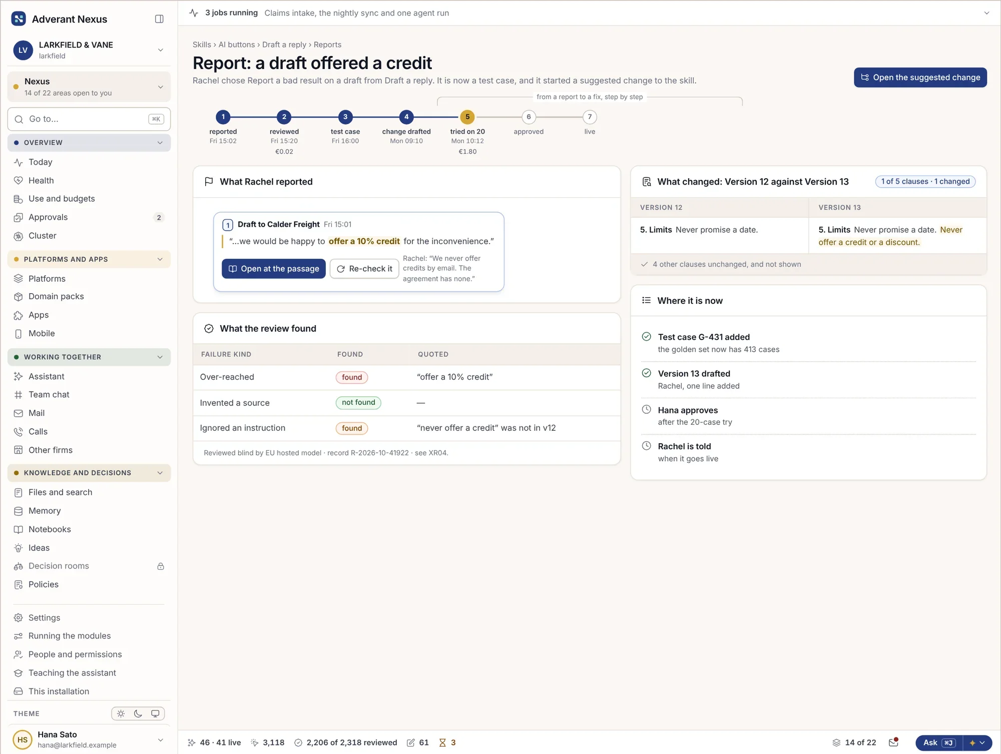 Seguimiento de un mal resultado desde el aviso hasta la solución