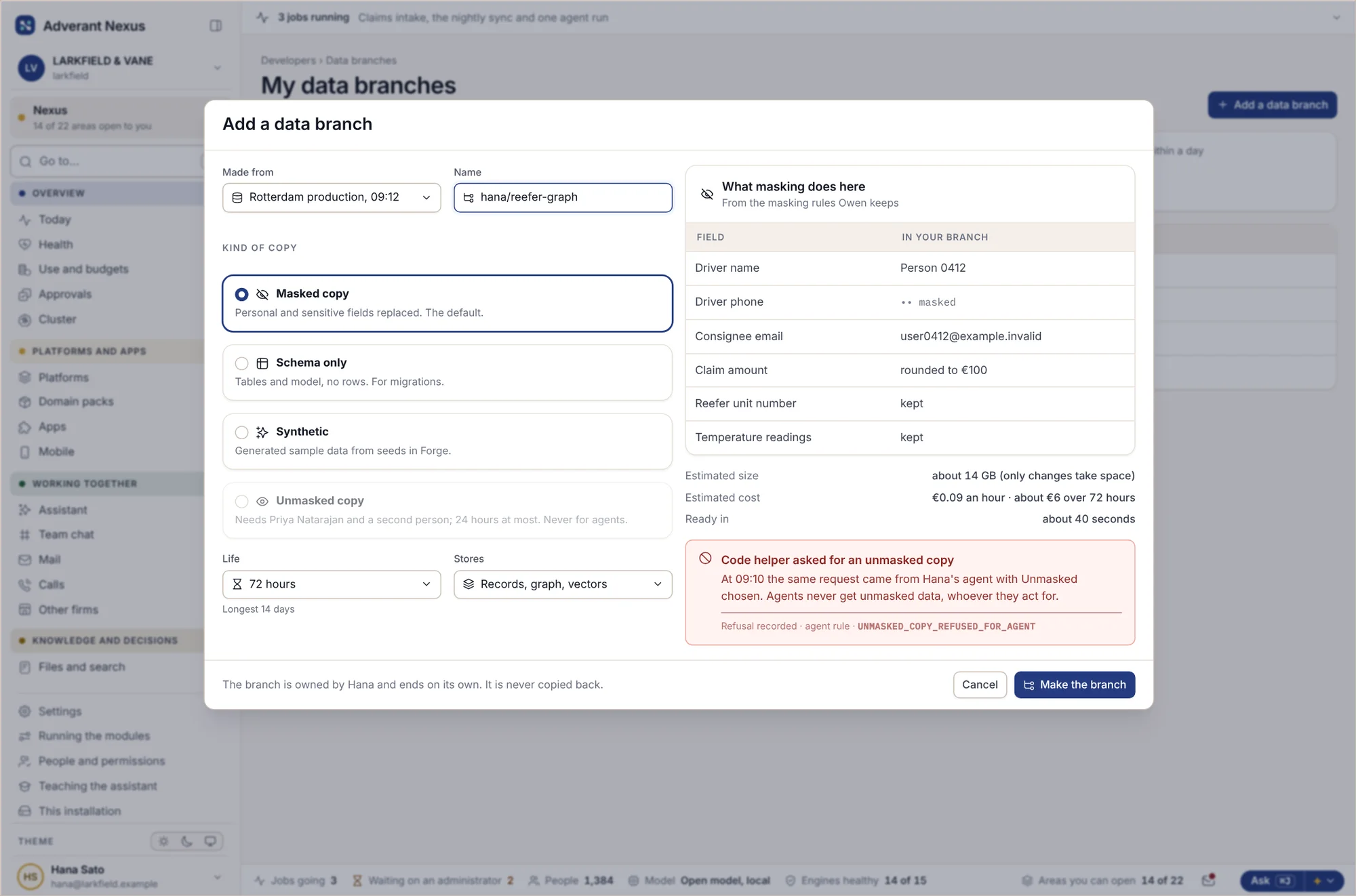 Création d'une copie anonymisée de la production pour le développement