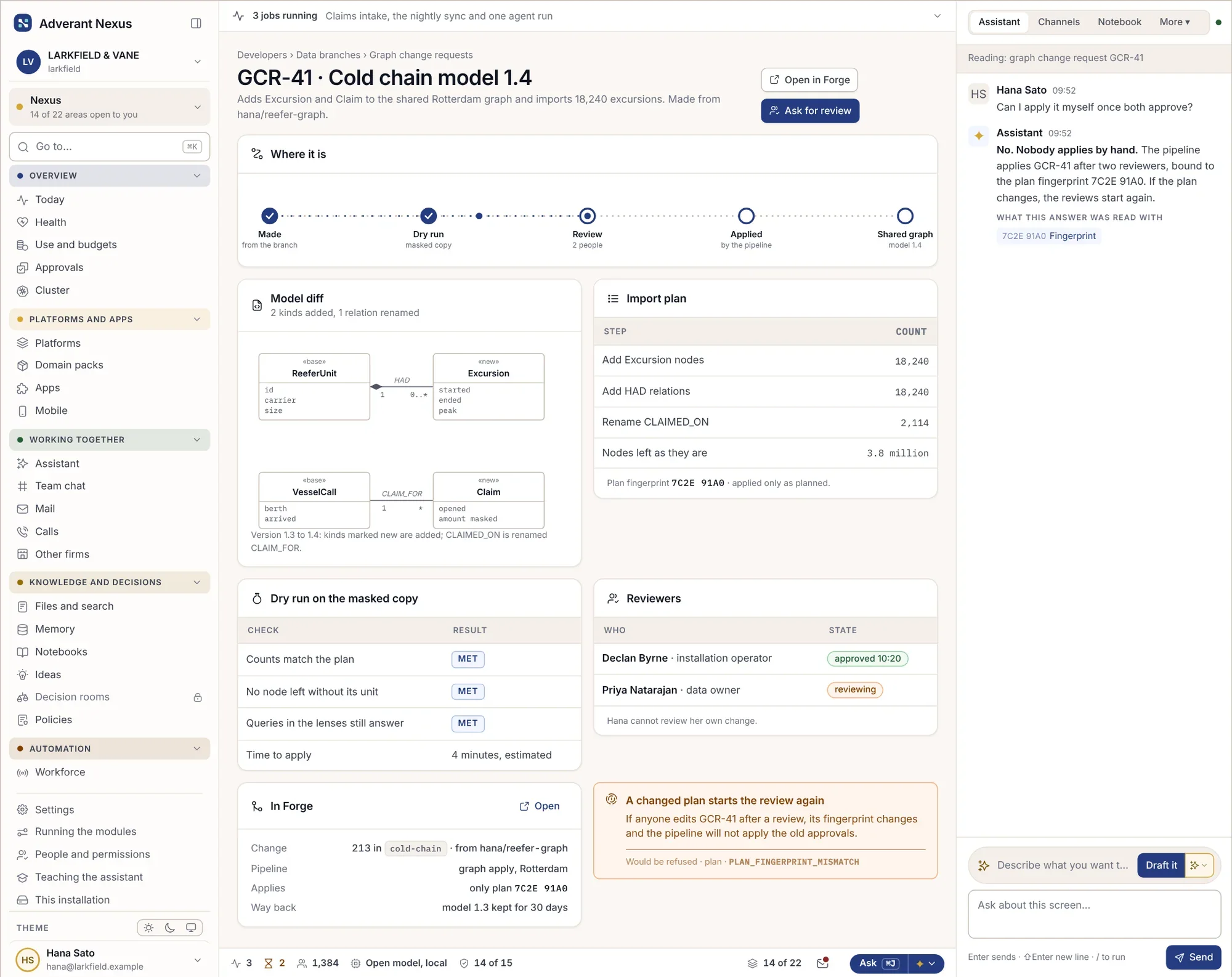 Une modification du modèle de connaissances soumise pour révision avec son test à blanc