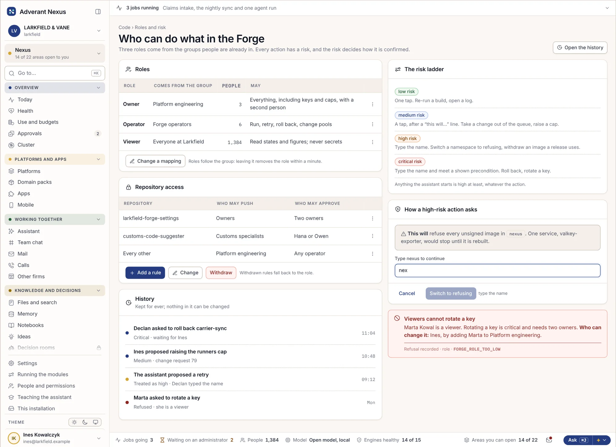 Ruoli, accesso ai repository e la scala di rischio