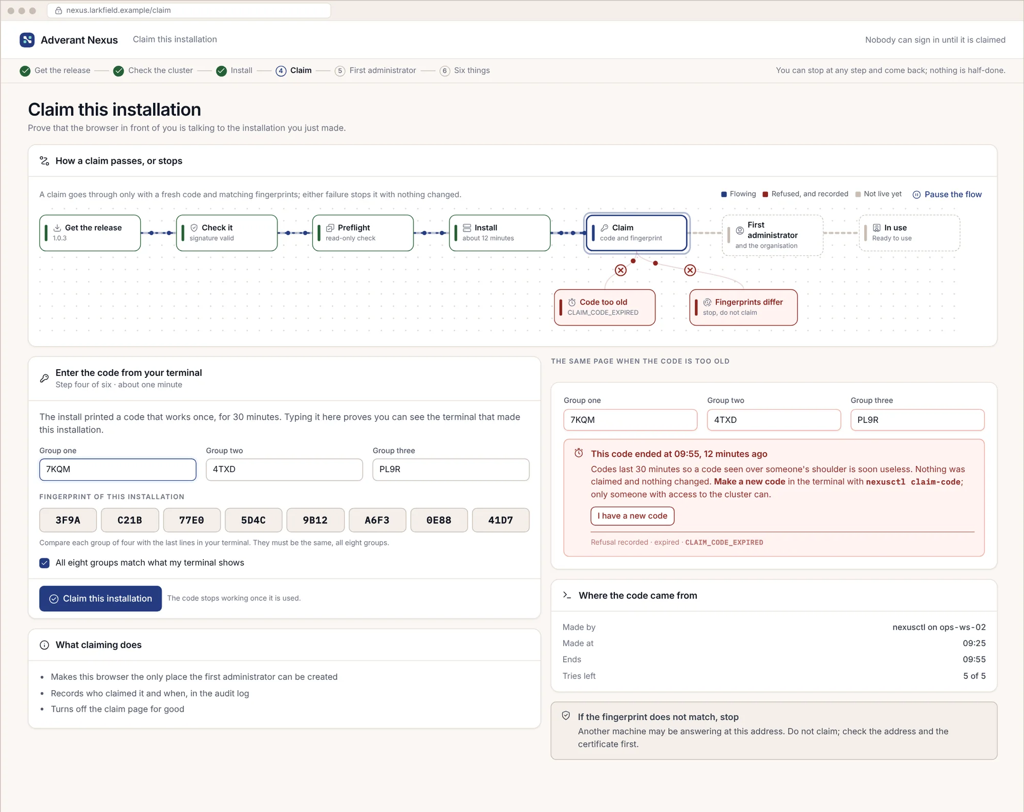 Activation d'une nouvelle installation dans le navigateur